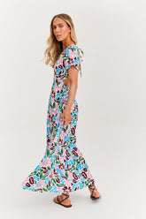 Dancing Petals open back maxi dress